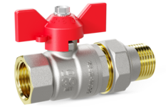 Кран шаровой латунный LD Pride 47.25.В-ГШ.Б Ду 25 Ру 40 бабочка (red)