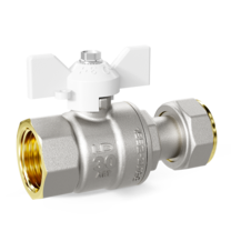 Кран шаровой латунный с накидной гайкой LD Pride 47.20.В-НкГк.Б Ду 20 Ру 40 бабочка (white)