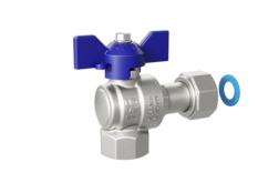 Кран шаровой латунный угловой с накидной гайкой LD Pride 47.15.В-НкГк.У.Б Ду 15 Ру 40 бабочка (blue)