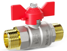 Кран шаровой латунный LD Pride 47.25.Н-Н.Б Ду 25 Ру 40 бабочка (red)