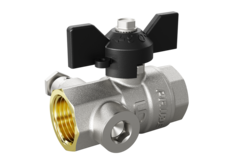 Кран шаровой латунный с дренажем и воздухоотводчиком трехходовой LD Pride 44.15.В-В.С.Б Ду 15 Ру 40 бабочка