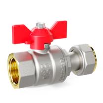 Кран шаровой латунный с накидной гайкой LD Pride 47.20.В-НкГк.Б Ду 20 Ру 40 бабочка (red)