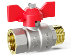 Кран шаровой латунный LD Pride 47.25.В-Н.Б Ду 25 Ру 40 бабочка (red)