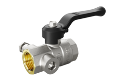 Кран шаровой латунный с дренажем и воздухоотводчиком трехходовой LD Pride 44.15.В-В.С.Р Ду 15 Ру 40 рычаг