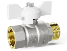 Кран шаровой латунный LD Pride 47.25.В-Н.Б Ду 25 Ру 40 бабочка (white)